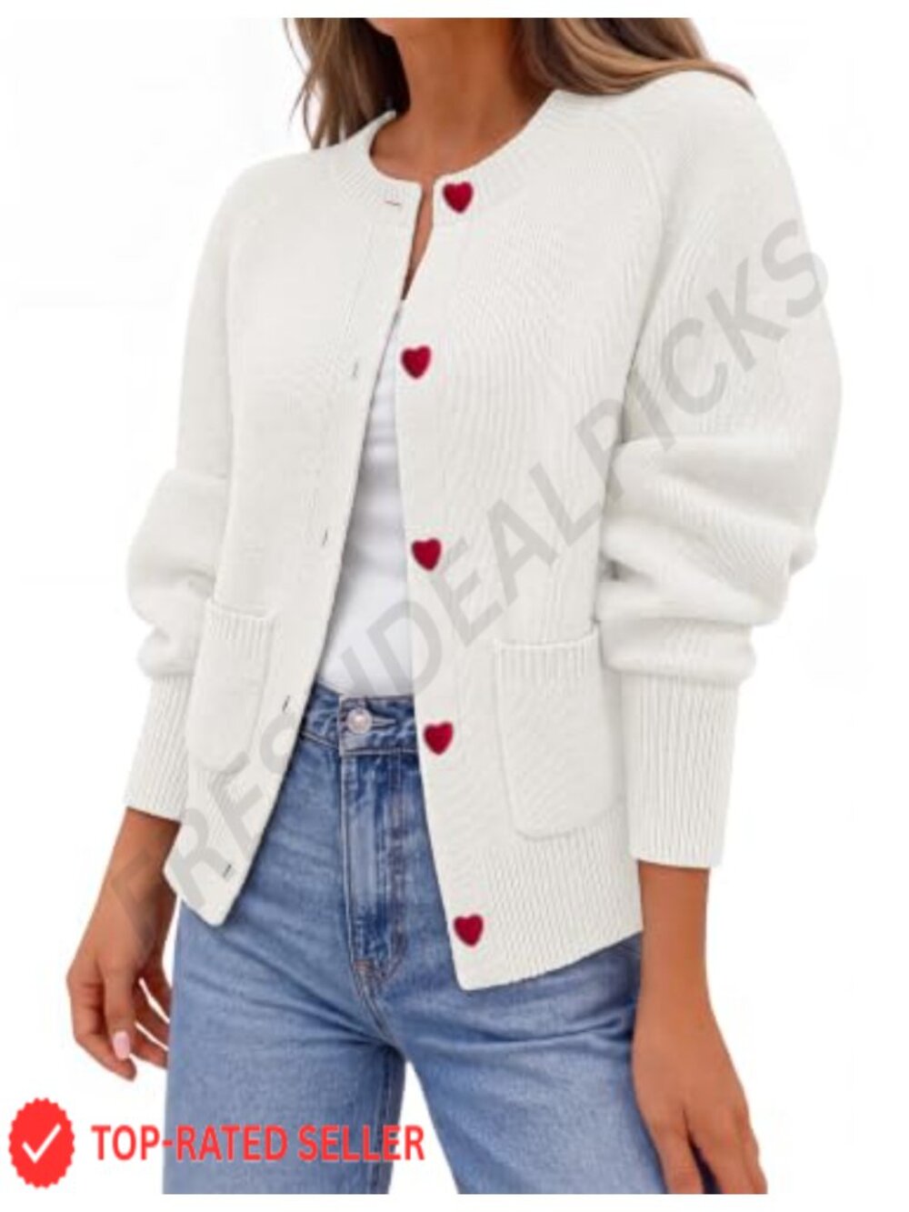 Womens Button Up Open Front Cardigan Sweater Crew Neck Long Sleeve Knit